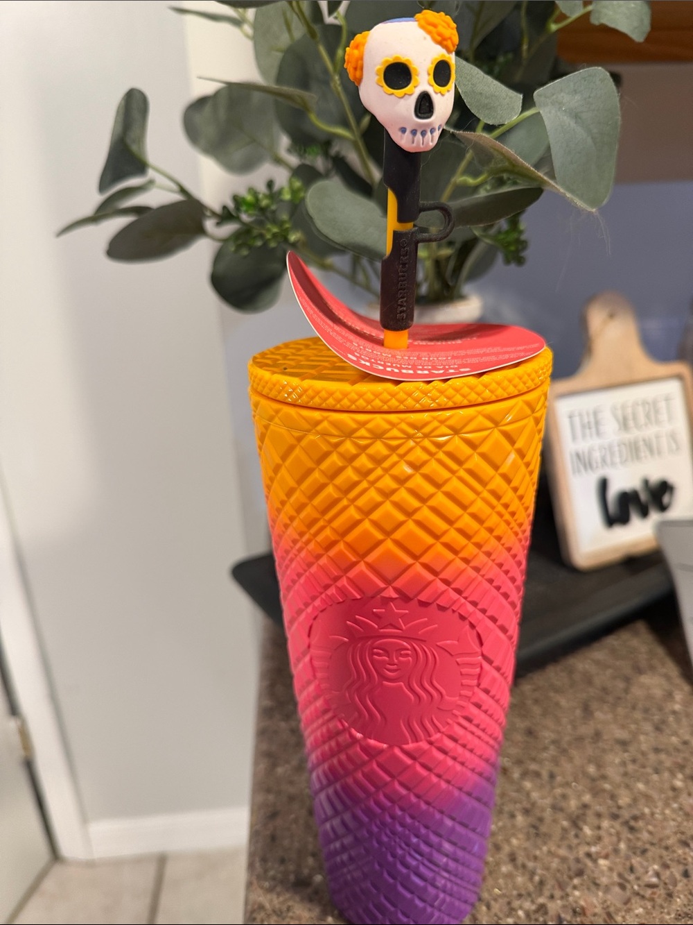 Starbucks dia de muertos Studded Ombre Tumbler in Yellow Pink Purple
